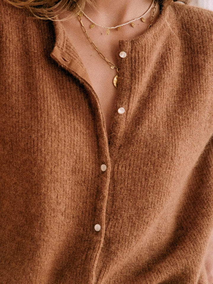 Cardigan de damă din acril, vestă tricotată ușoară, cu mâneci lungi, elegantă, pentru toamnă