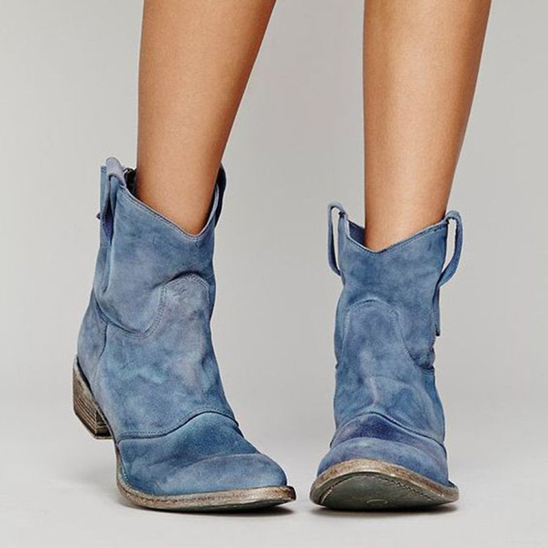 Bottines femme en daim à talon, style western, pour l’automne