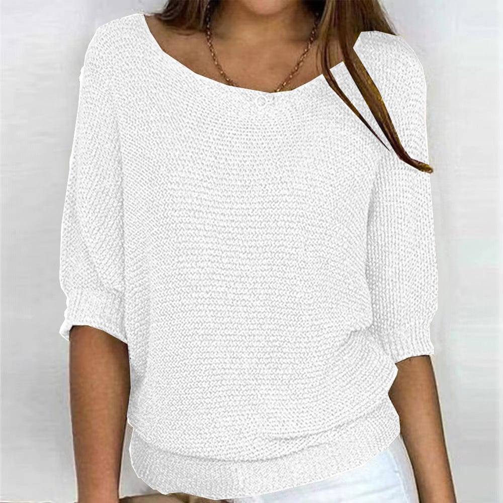 Pull en maille femme automnal à manches 3/4, coupe ample