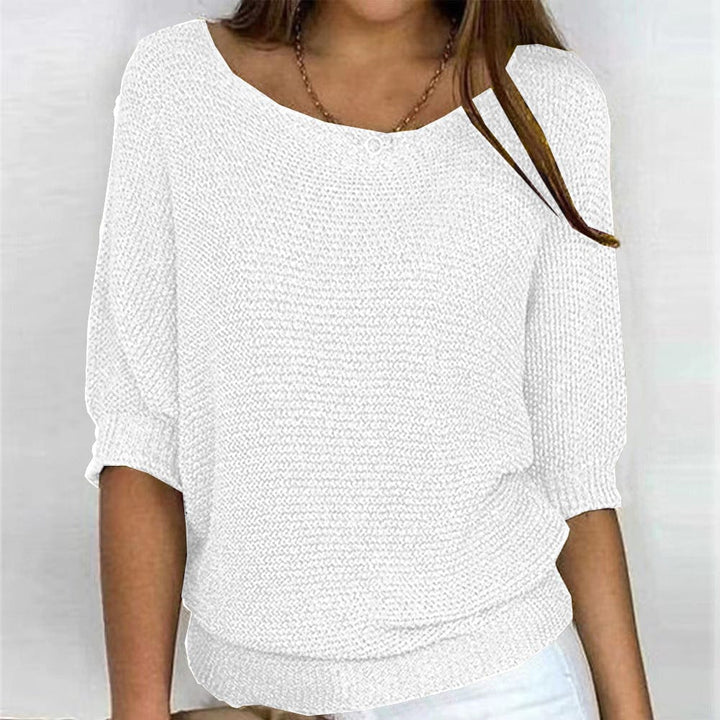 Pull en maille femme automnal à manches 3/4, coupe ample
