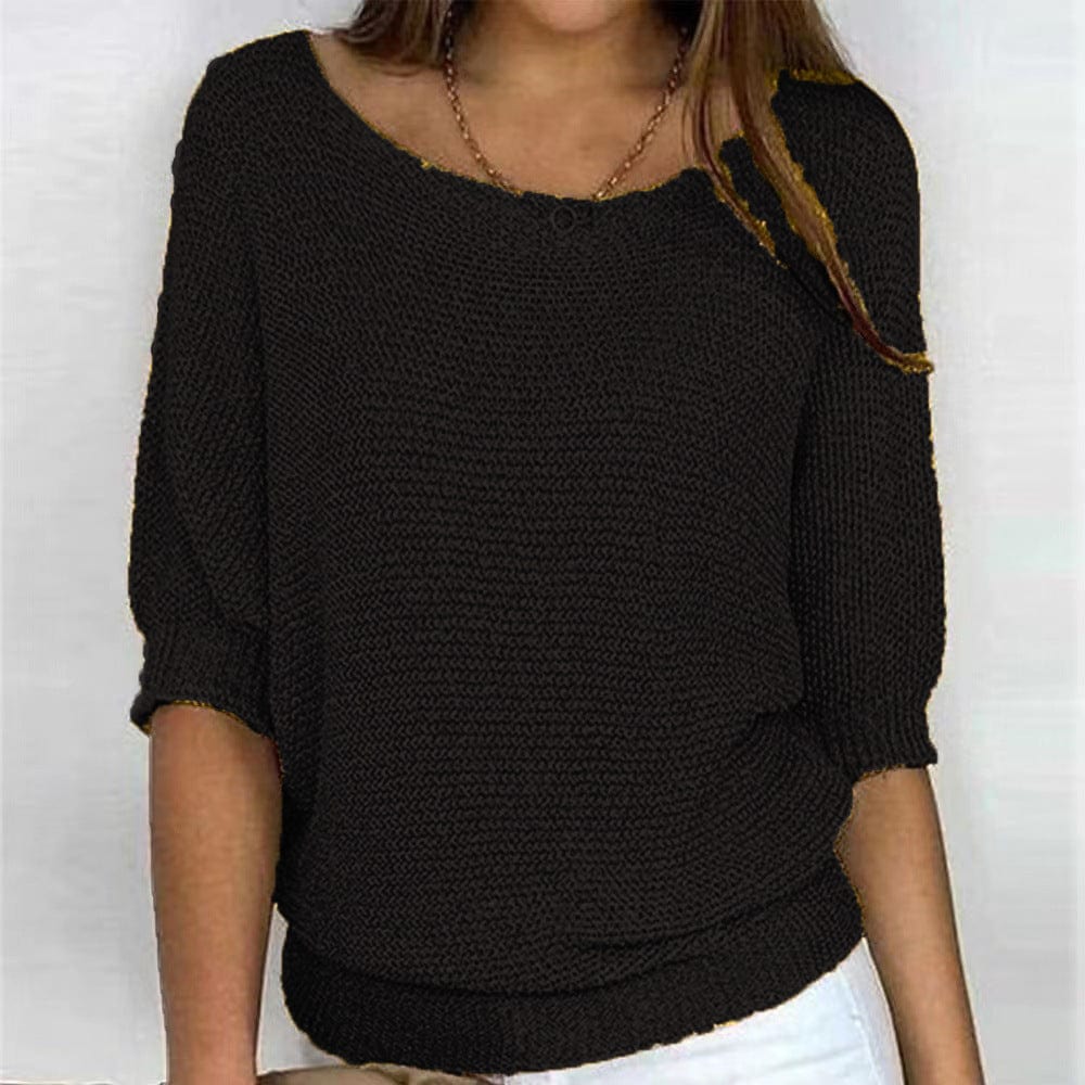 Pull en maille femme automnal à manches 3/4, coupe ample