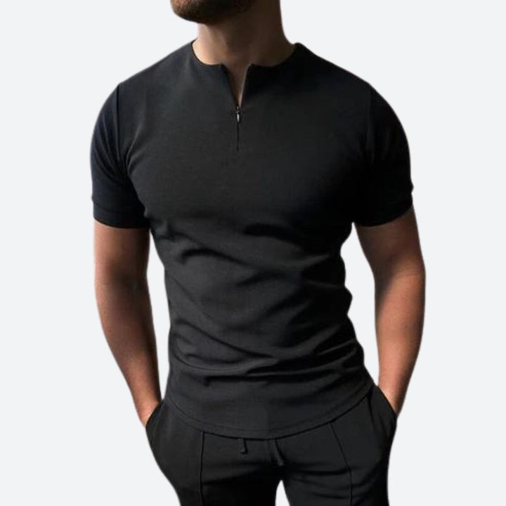 T-shirt elegante con collo rotondo e cerniera per uomo - Okello