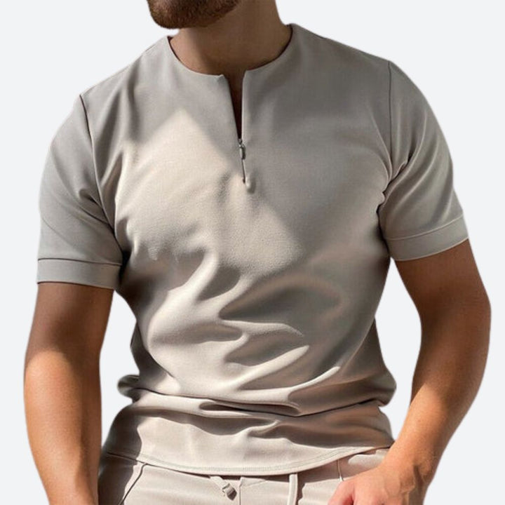 T-shirt elegante con collo rotondo e cerniera per uomo - Okello