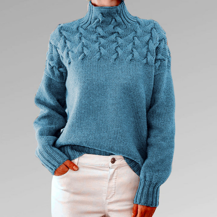 Maglione oversize da donna a collo alto in maglia, caldo e dalla vestibilità ampia, per l’autunno e l’inverno