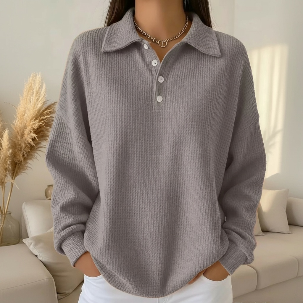 Pull femme confortable en maille douce à col polo pour un usage quotidien