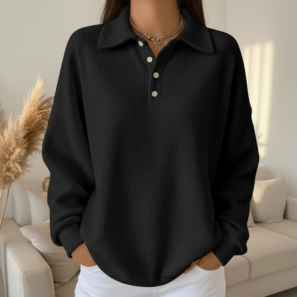 Pull femme confortable en maille douce à col polo pour un usage quotidien