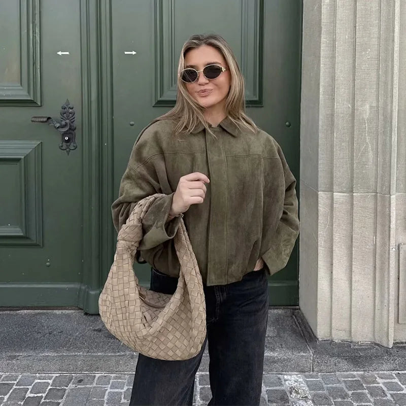 Blouson bomber femme oversize de mi-saison pour l’automne