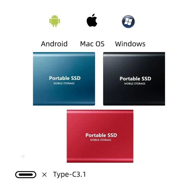 Disque SSD externe USB-C de 2 To, transfert rapide des données et sauvegarde, 520 Mo/s
