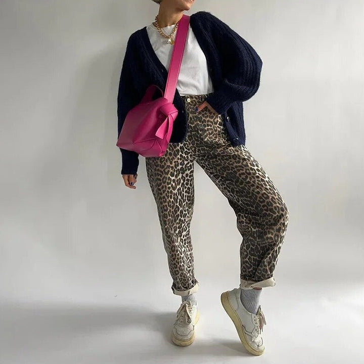 Bonnie - Jean rétro avec imprimé léopard tendance