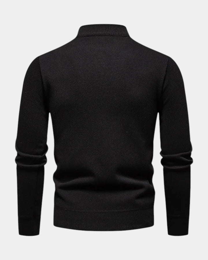 Pull homme en coton à demi-zip, col montant côtelé, modèle automnal