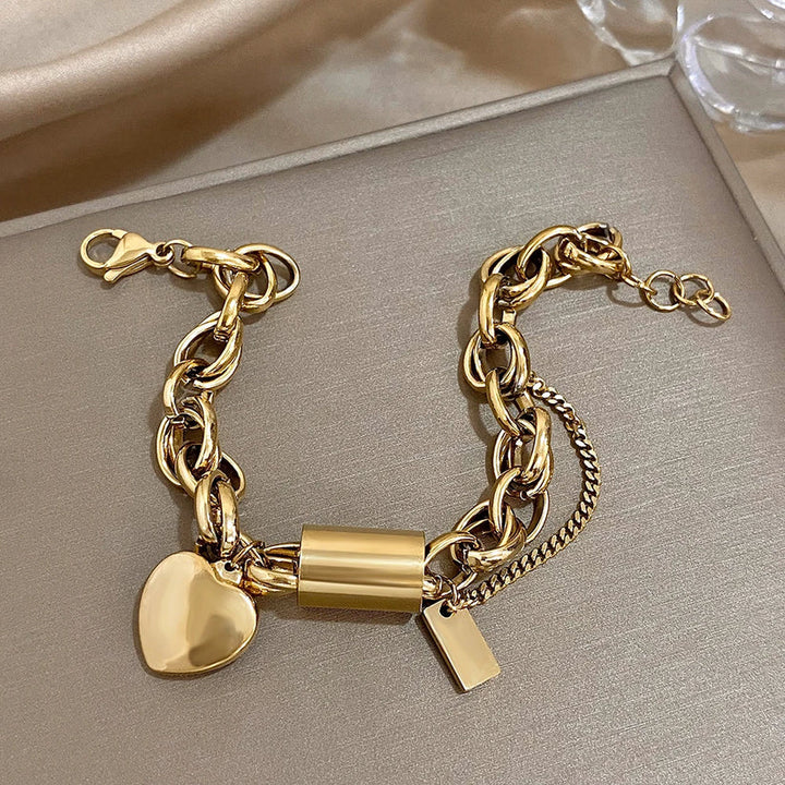 Bracelet femme imposant en acier chirurgical, style automnal