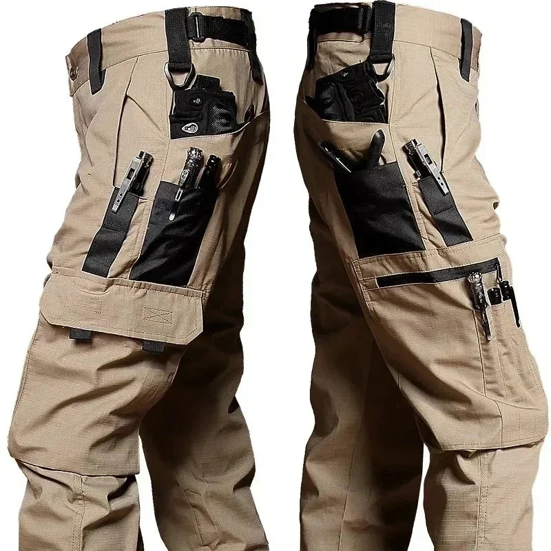 Pantalon cargo homme tactique imperméable, résistant et multipoches pour l’extérieur en automne