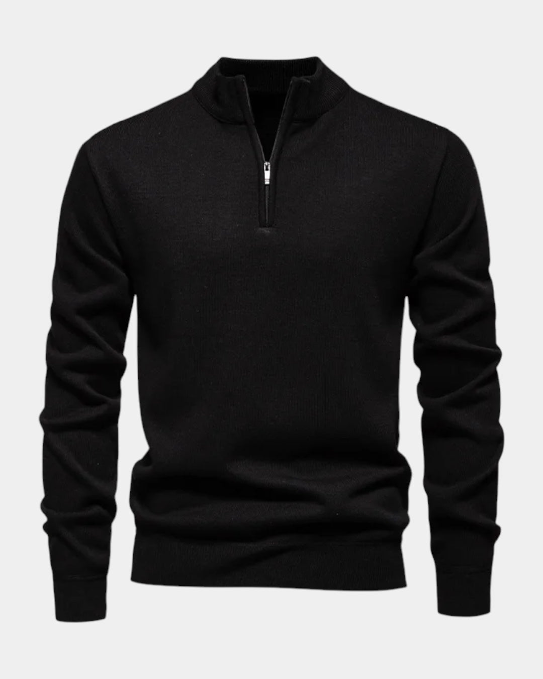 Pull homme en coton à demi-zip, col montant côtelé, modèle automnal