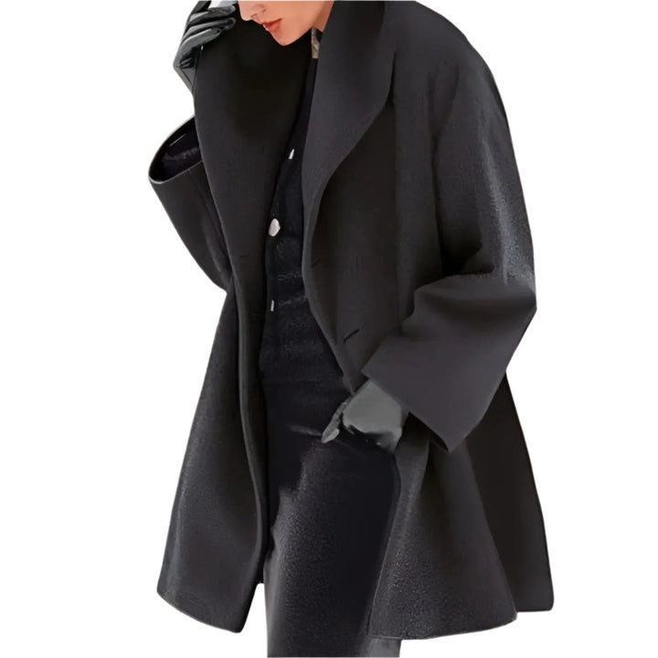 Cappotto lungo da donna per l’autunno e l’inverno, dal taglio ampio ed elegante per il freddo