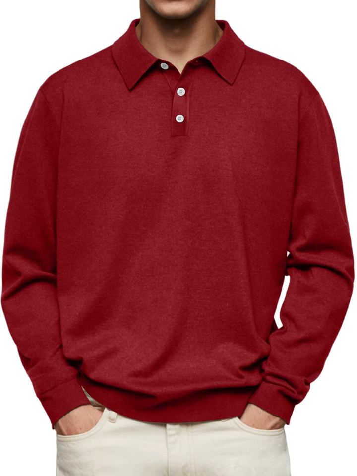 Polo homme classique en coton à manches longues pour l’automne
