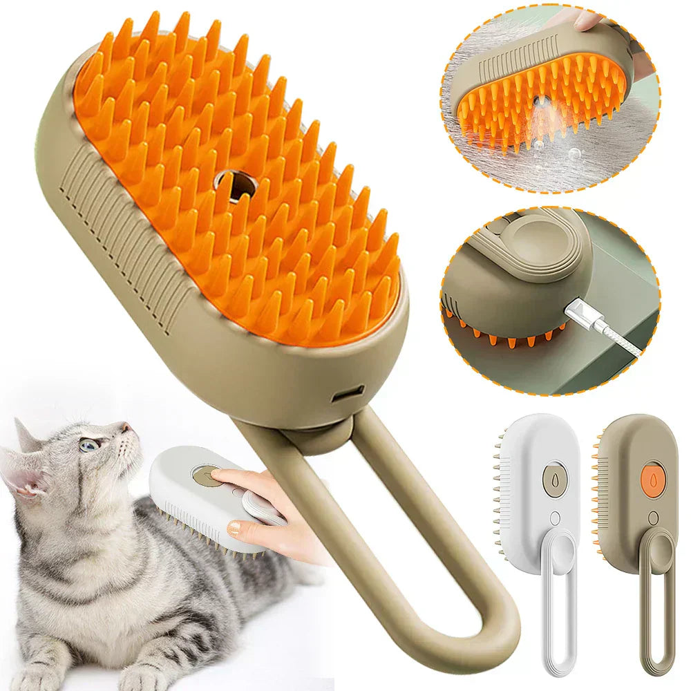 3-in-1 Steam Electric Brush for Dogs and Cats to Detangle Fur