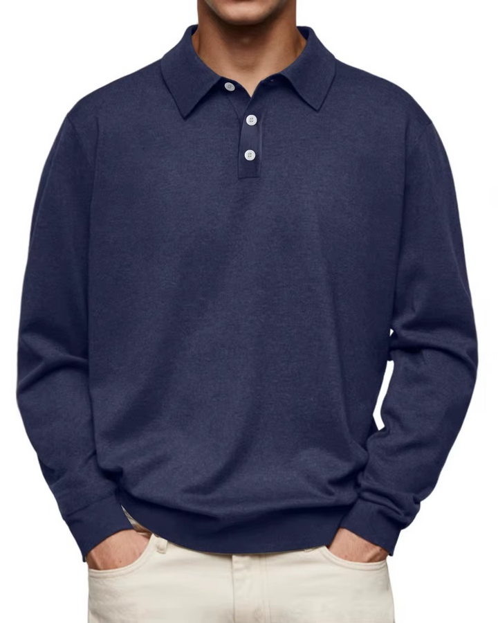 Polo homme classique en coton à manches longues pour l’automne