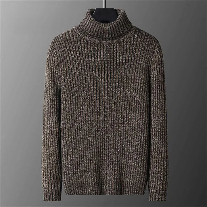 Men’s classic ribbed wool turtleneck sweater, ideal for autumn