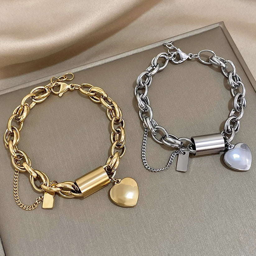 Bracelet femme imposant en acier chirurgical, style automnal