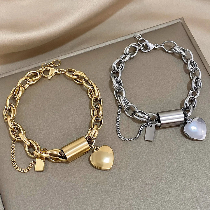 Bracelet femme imposant en acier chirurgical, style automnal