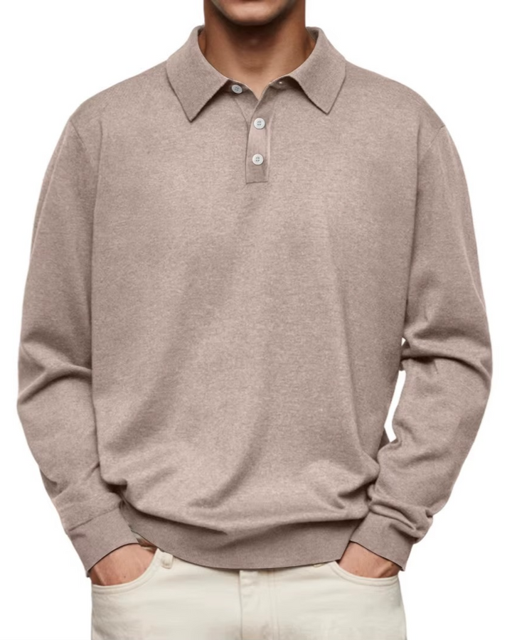 Polo homme classique en coton à manches longues pour l’automne