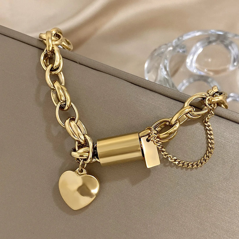 Bracelet femme imposant en acier chirurgical, style automnal