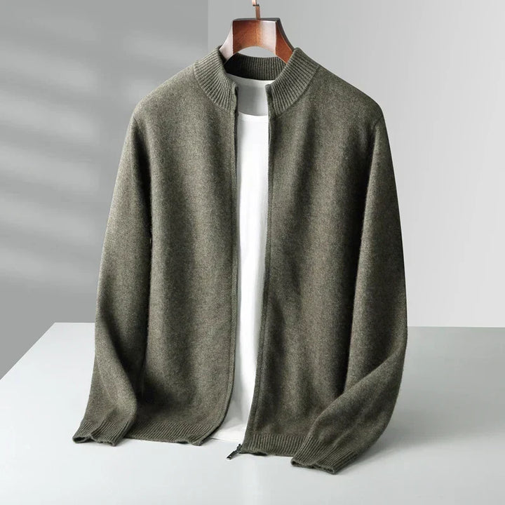 Men’s zip-up cashmere vest, autumn sweater