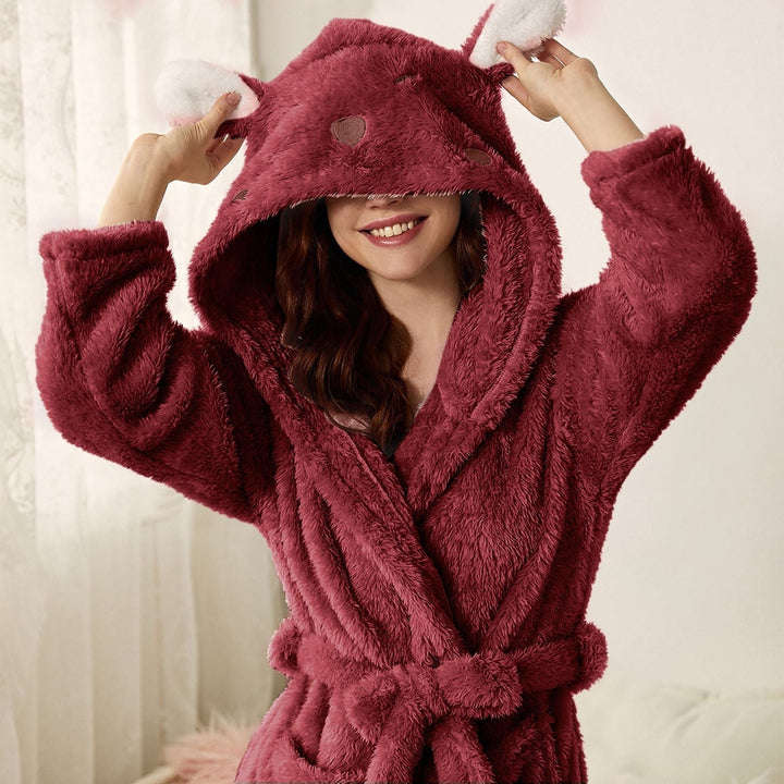 Brinley - Halat cu glugă din flanel gros pentru femei - Perfect pentru zilele relaxante de toamnă!