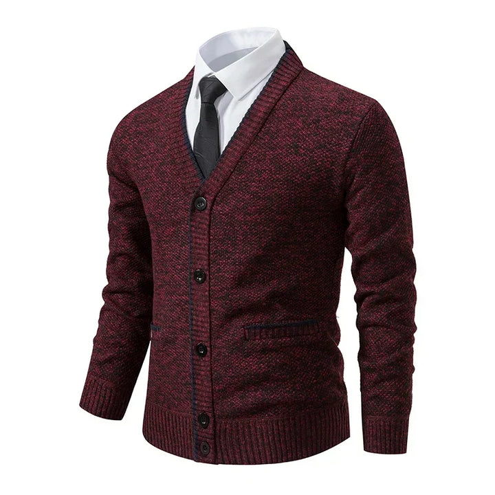 Pull en laine pour homme à col en V, chiné, élégant pour l’automne