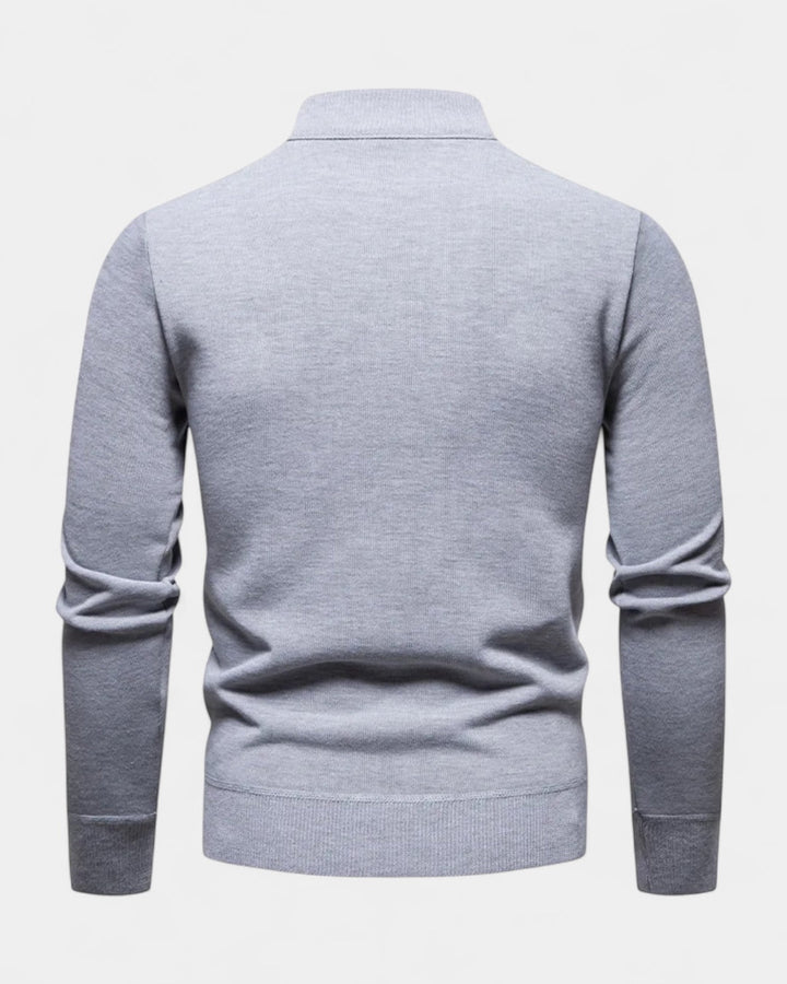 Pull homme en coton à demi-zip, col montant côtelé, modèle automnal