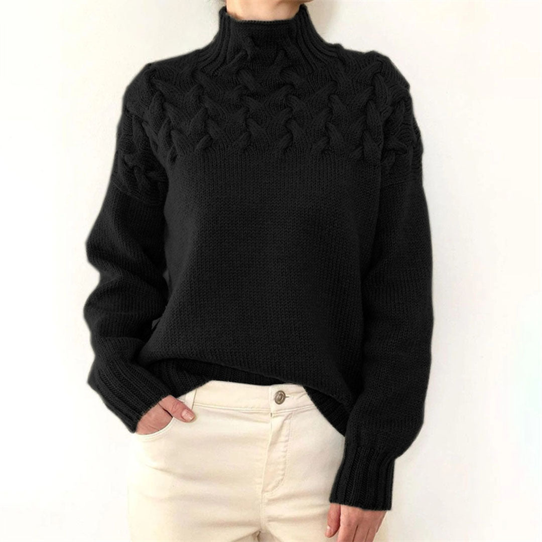Maglione oversize da donna a collo alto in maglia, caldo e dalla vestibilità ampia, per l’autunno e l’inverno