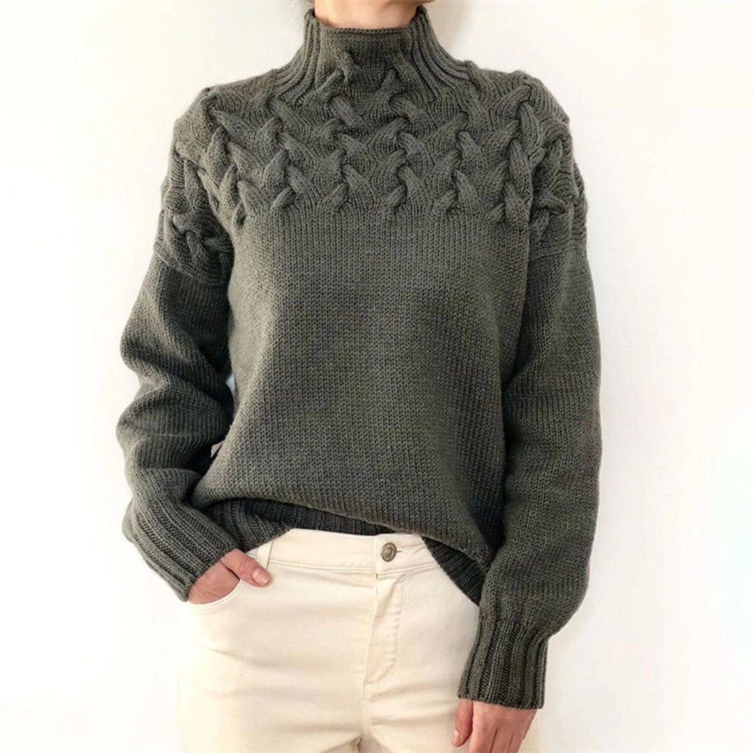Maglione oversize da donna a collo alto in maglia, caldo e dalla vestibilità ampia, per l’autunno e l’inverno