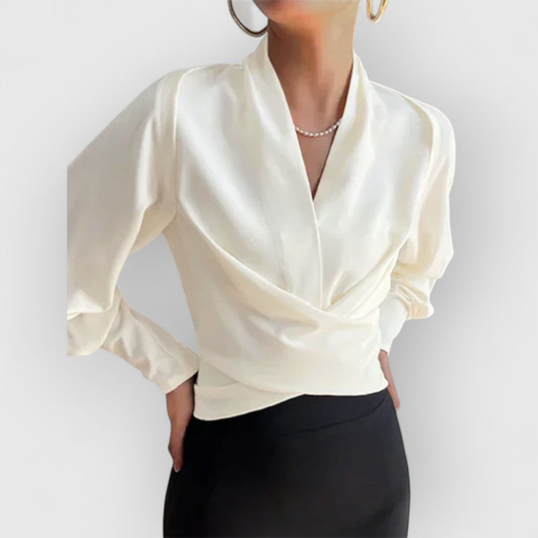 Blouse femme en coton à manches bouffantes pour l’automne