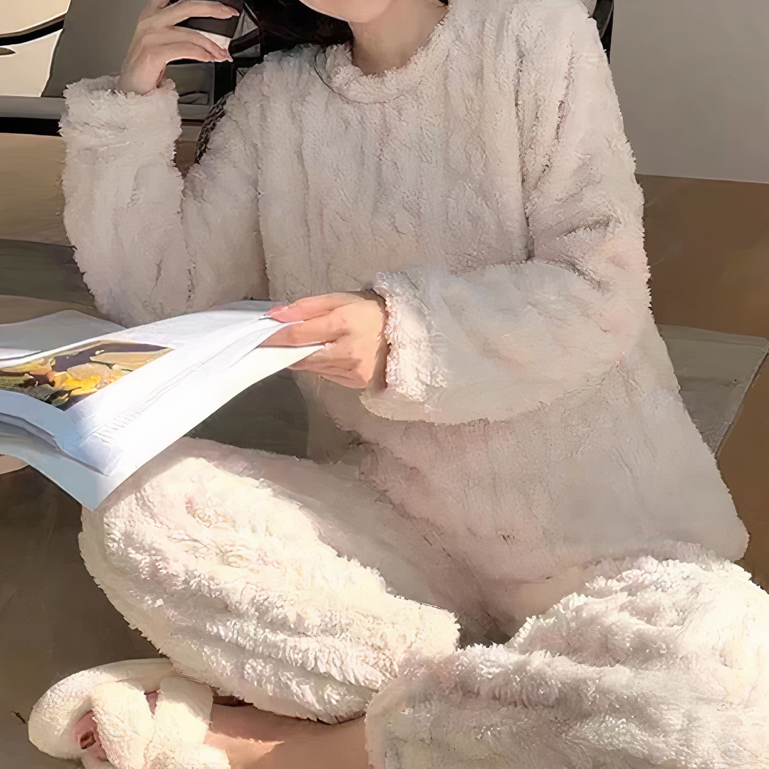 Ensemble de pyjama en polaire pour femme chaud et confortable automne-hiver