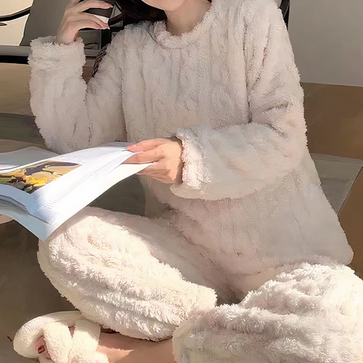 Ensemble de pyjama en polaire pour femme chaud et confortable automne-hiver
