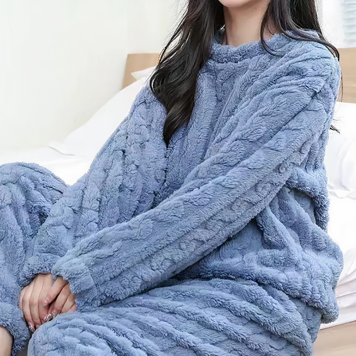 Ensemble de pyjama en polaire pour femme chaud et confortable automne-hiver