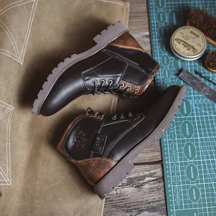 Bottines homme en similicuir à lacets, boots de ville robustes et confortables pour l’automne