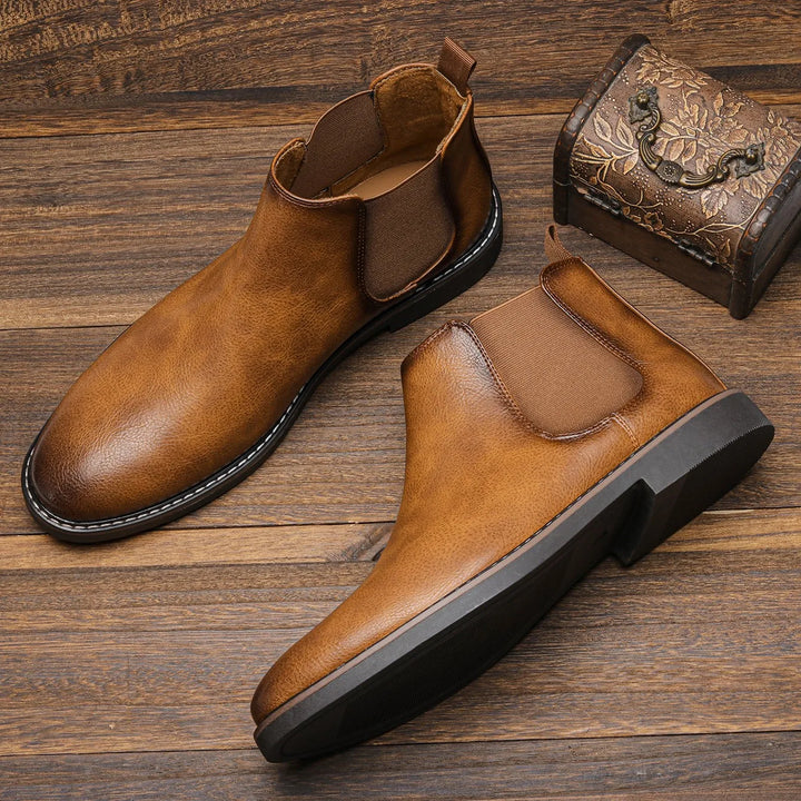 Bottines Chelsea homme en cuir à enfiler, hauteur cheville, pour l’automne