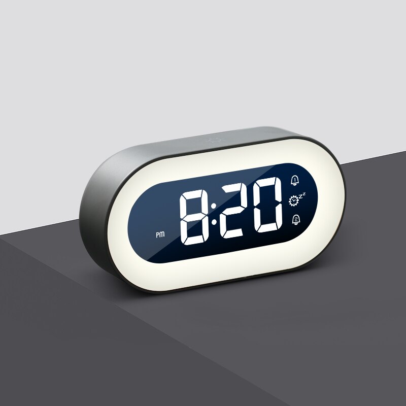Réveil numérique LED avec lumière nocturne, compact et à batterie rechargeable, pour la chambre