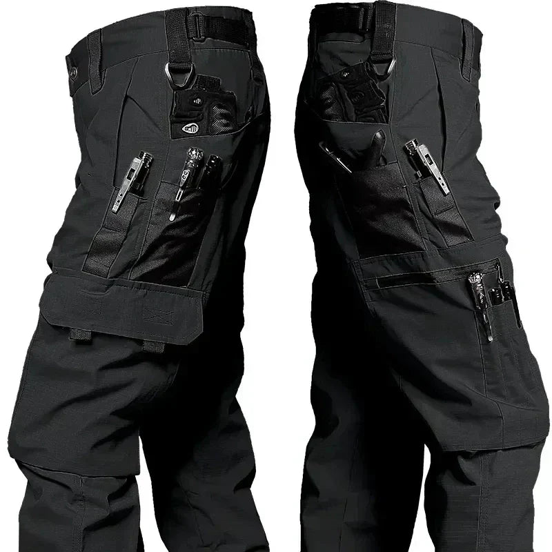 Pantalon cargo homme tactique imperméable, résistant et multipoches pour l’extérieur en automne