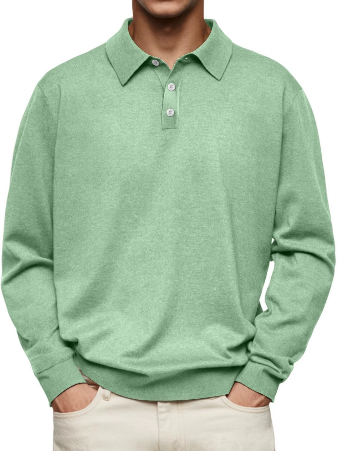 Polo homme classique en coton à manches longues pour l’automne