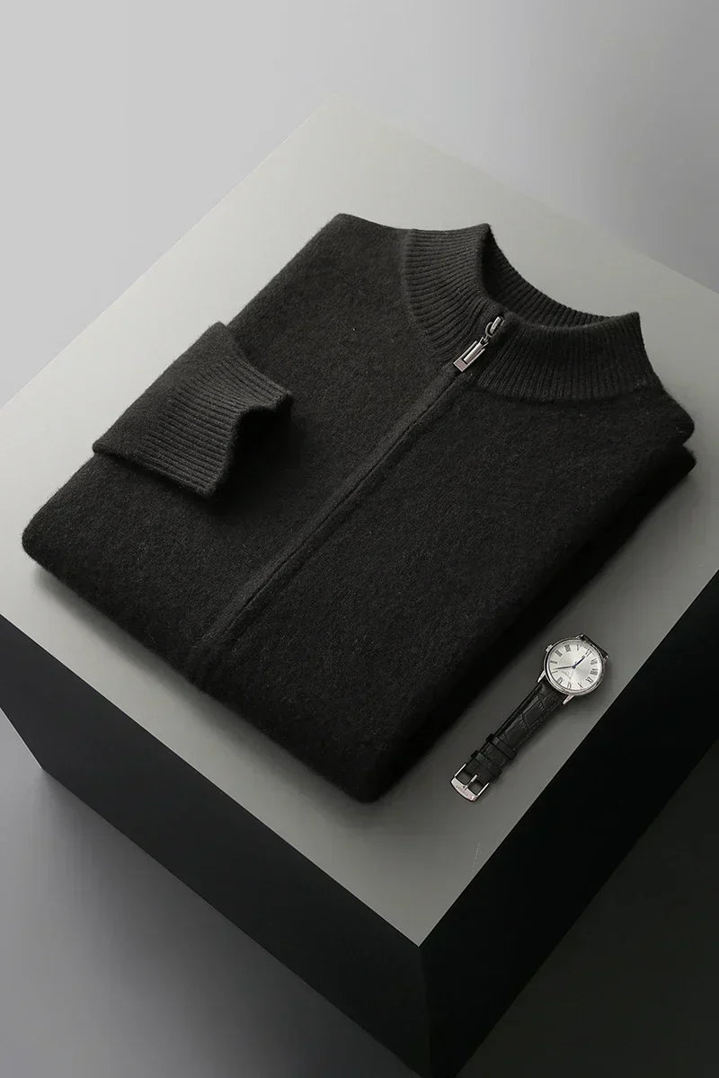Men’s zip-up cashmere vest, autumn sweater