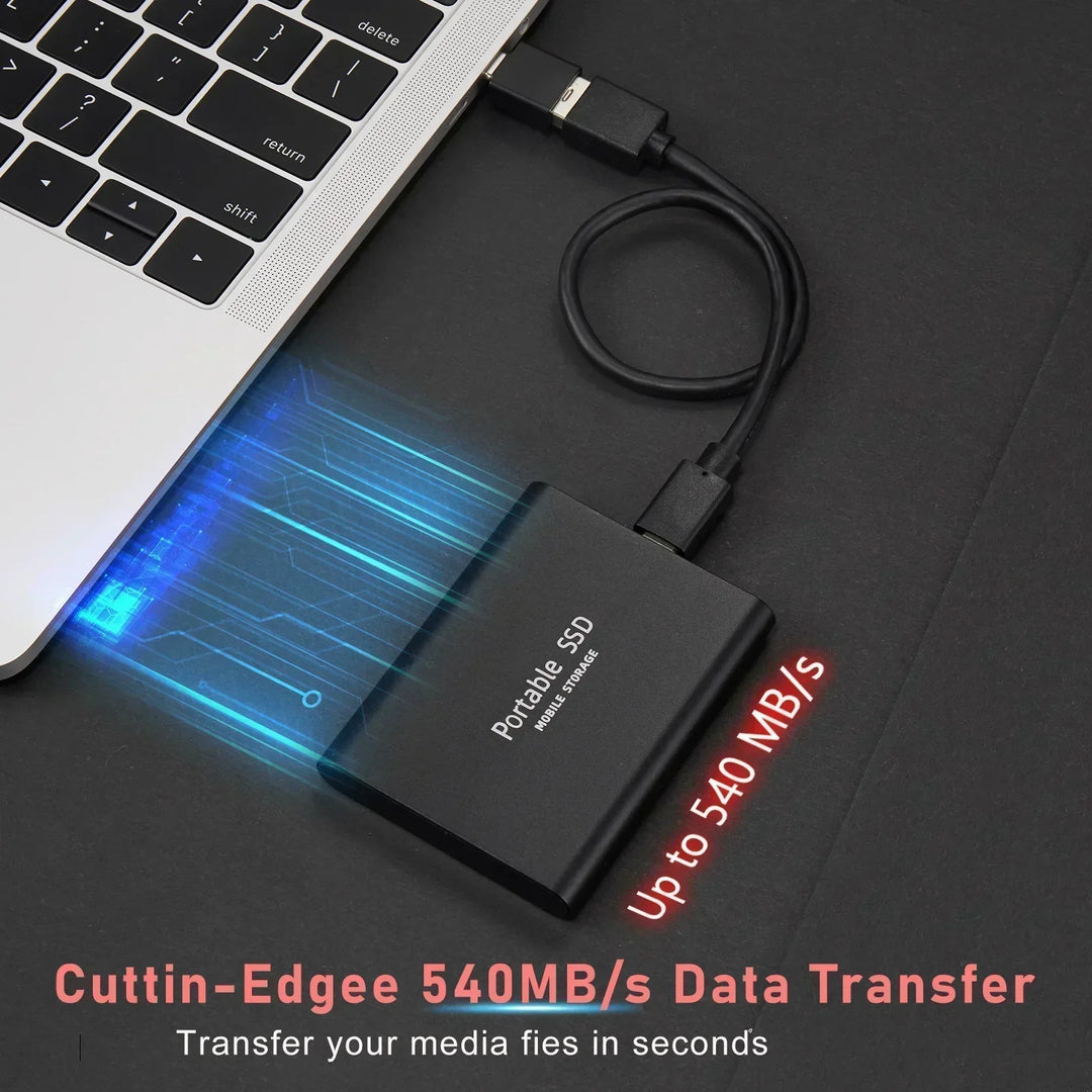 Disque SSD externe USB-C de 2 To, transfert rapide des données et sauvegarde, 520 Mo/s