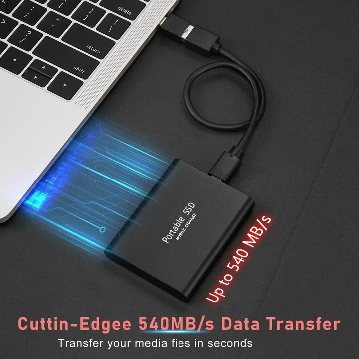 Disque SSD externe USB-C de 2 To, transfert rapide des données et sauvegarde, 520 Mo/s