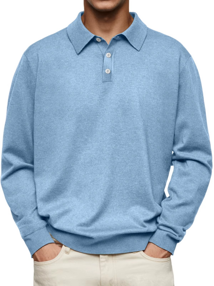 Polo homme classique en coton à manches longues pour l’automne