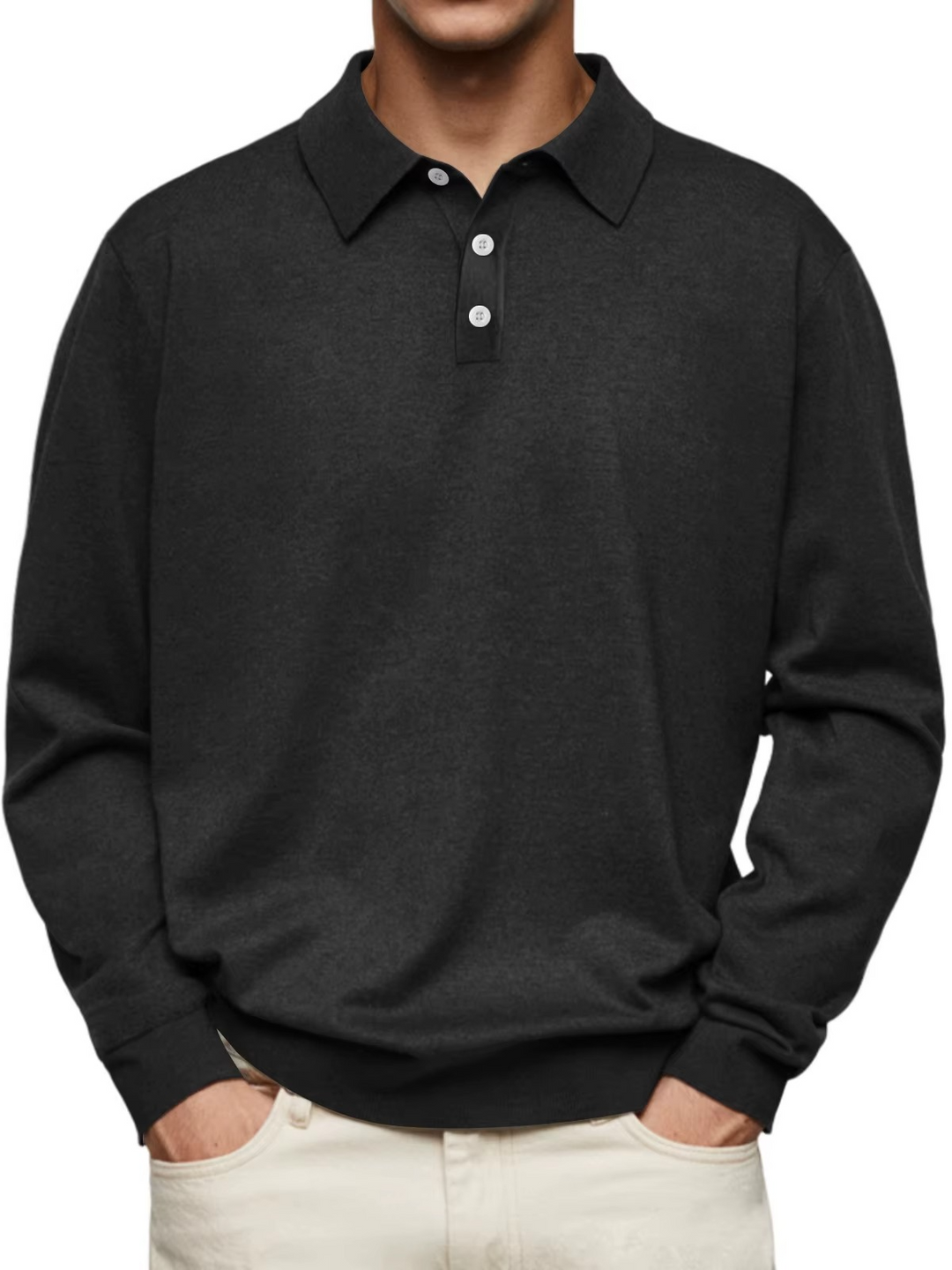 Polo homme classique en coton à manches longues pour l’automne
