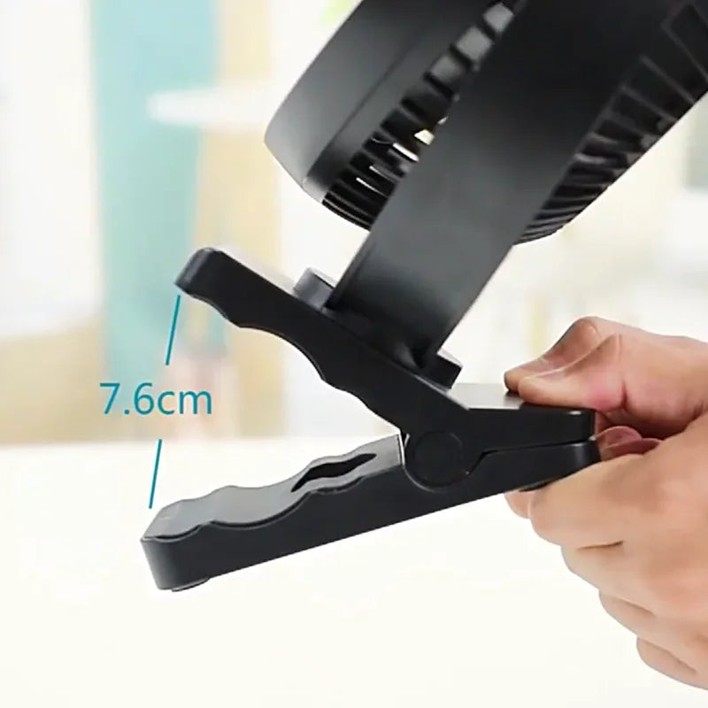 Ventilateur USB portable avec batterie de 10 000 mAh et clip pour bureau
