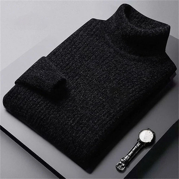 Men’s classic ribbed wool turtleneck sweater, ideal for autumn