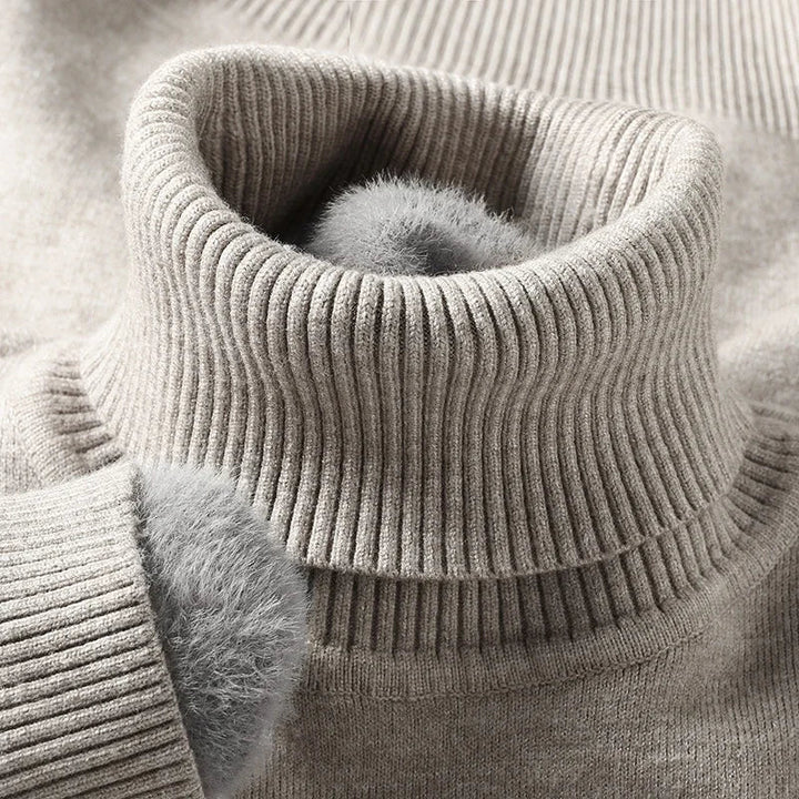 Col roulé en maille pour homme, pull classique d’automne à coupe ajustée
