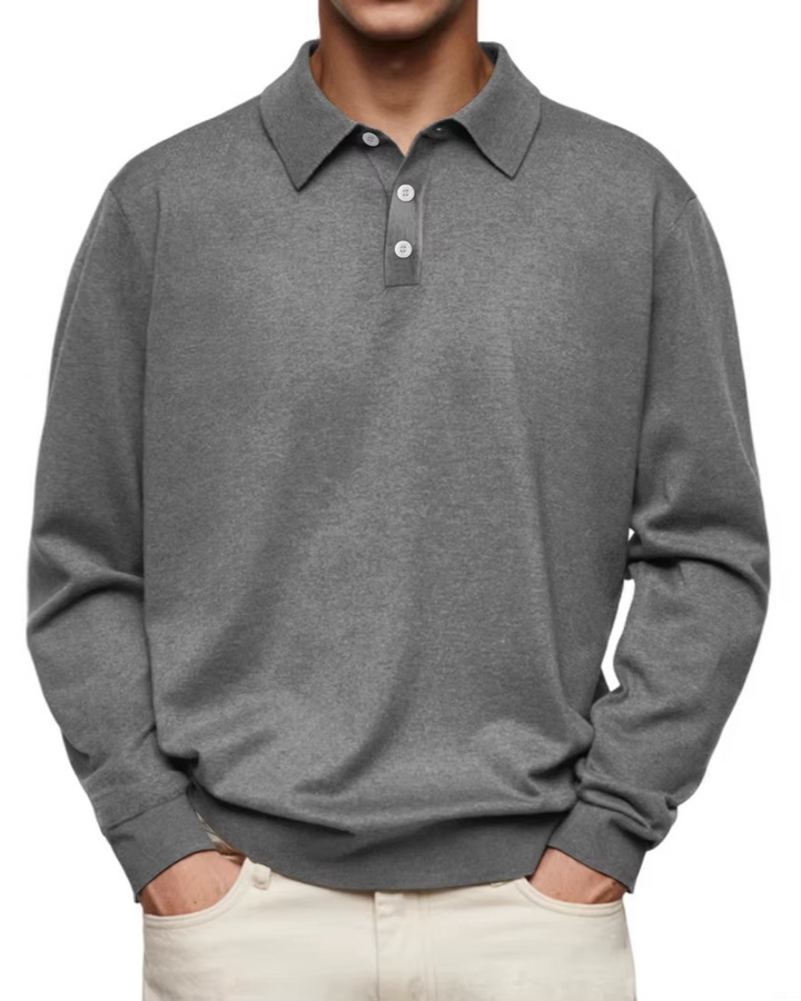 Polo homme classique en coton à manches longues pour l’automne